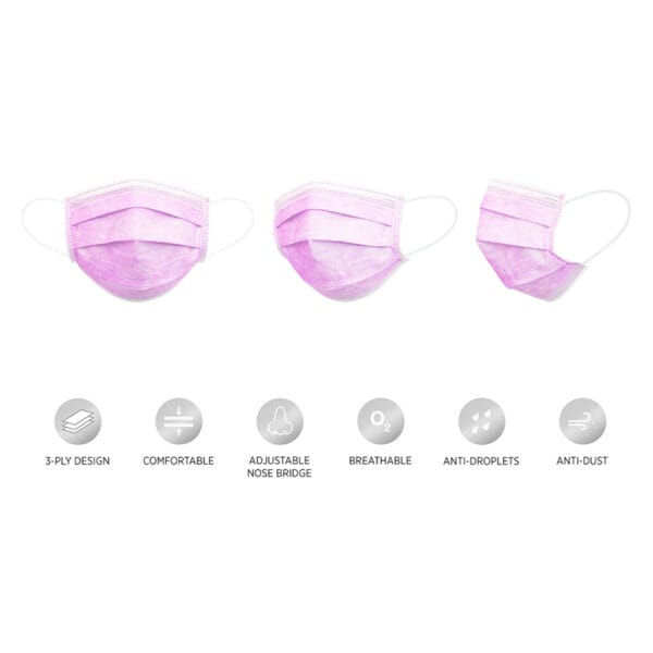 SAFELAB DFM 50 jednokratne maske roze