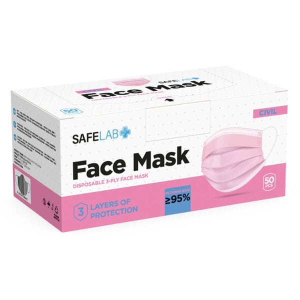 SAFELAB DFM 50 jednokratne maske roze
